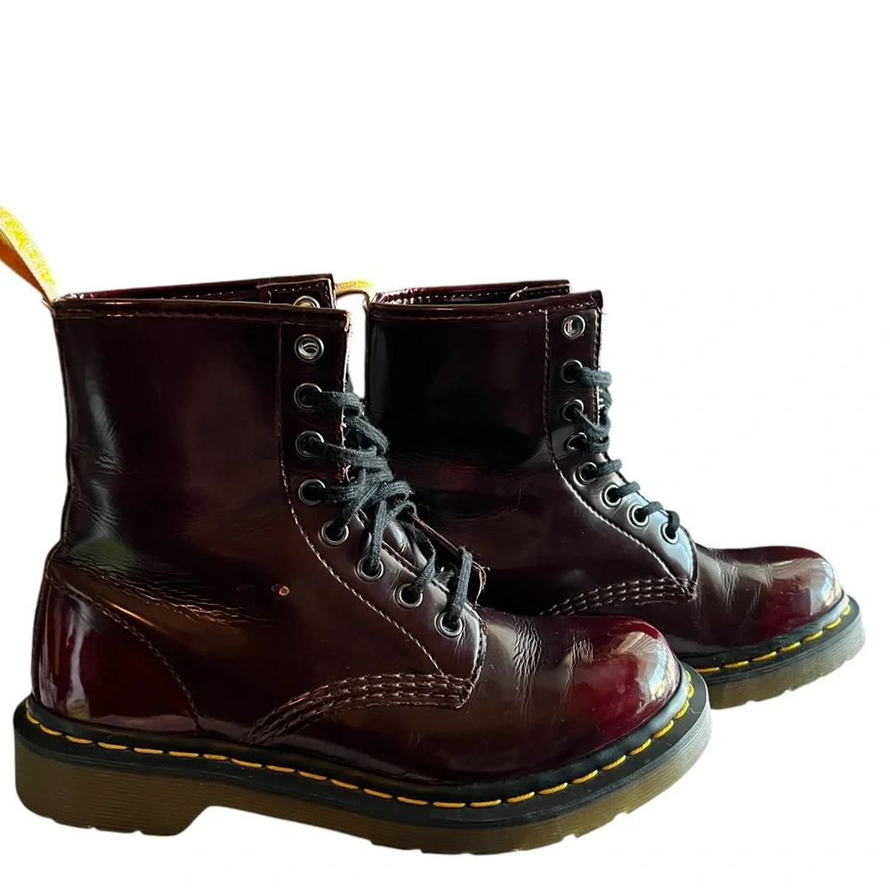 Dr Martens 1460 14585 Cherry Red Vegan Leather Ankle Boots Women’s US 6 - Picture 7 of 15